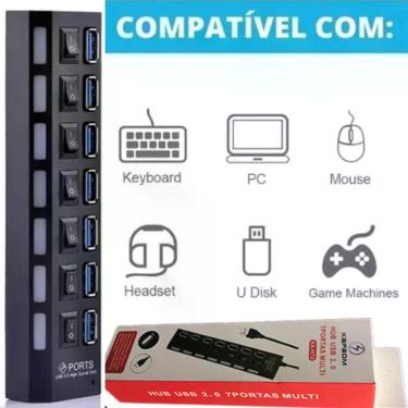 Imagem de Hub Usb Com Power Switch Com Portas Individuais - Lippin