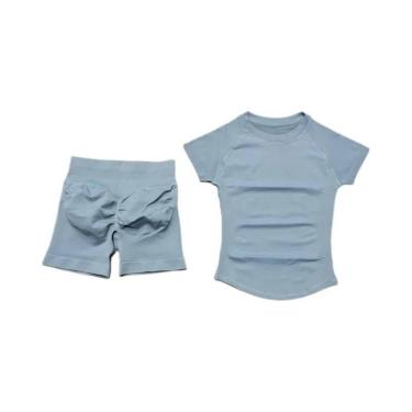 Imagem de Conjunto De Fitness Feminino Sem Costura: Top E Shorts De Yoga, 2 Peça
