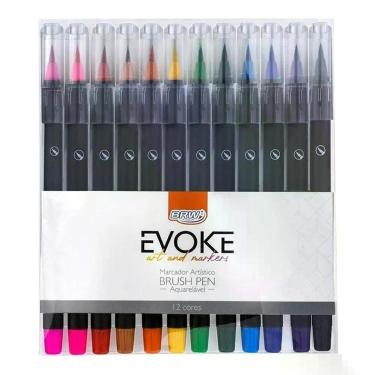 Imagem de Kit Caneta Marcadora Artística Aquarelável Brush Pen Bp0001 12 Cores - Brw
