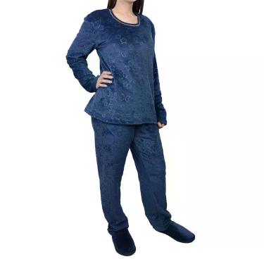 Imagem de Pijama Feminino Recco Longo Fleece Luar Azul - 1527, 46
