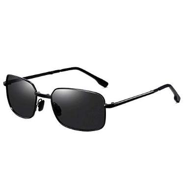 Imagem de Oculos de Sol Masculino AORON Dobrável Polarizado Óculos de Sol Retangular Armação de Metal Proteção uv400 (C3)