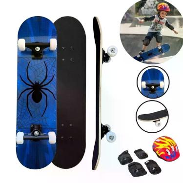 Imagem de Skate Infantil 31 Iniciante Montado Completo com Kit de Proteção Teia 