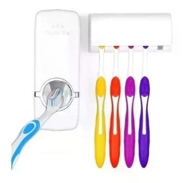 Imagem de Dispenser Automático Pasta  Dente + Suporte Escovas IKAZA