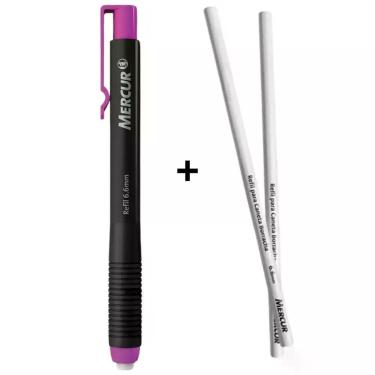 Imagem de Kit Caneta Borracha 6.6mm Retrátil + 02 Refil Borracha (BRANCA) Eraser