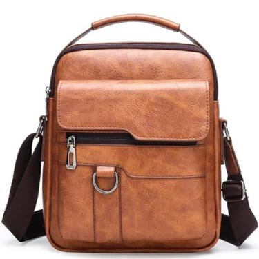Imagem de Bolsa Masculina Com Alça Crossbody Transversal Pequena Mão Caramelo