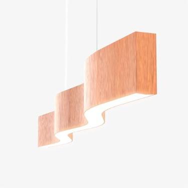 Imagem de Trybo Design - Lustre Madeira Retangular Linear LED Integrado 98cm -SNK 01 - JEQUETIBA BQ