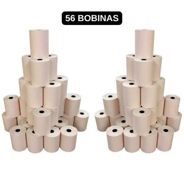 Imagem de Bobina Térmica 57mm x 15m Branca 48g Kit 56 Rolos para Maquininha PDV 