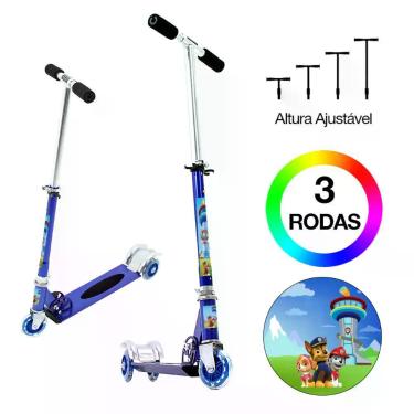 Imagem de Patinete Patrulha Canina Infantil Meninos de Três Rodas Azul - DM Radi