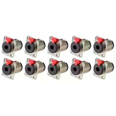 Imagem de Kit 10 conectores mxt jack estereo metal painel j10 c/ trava