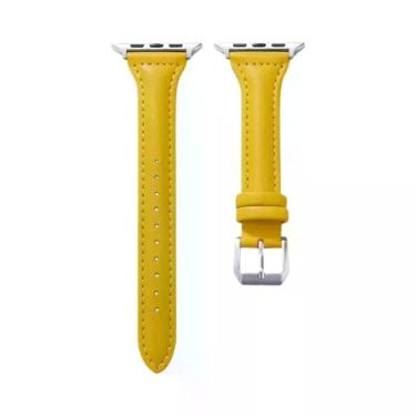 Imagem de Pulseira De Couro Slim Para Apple Watch Band 40mm 41mm 44mm 45mm 42mm 