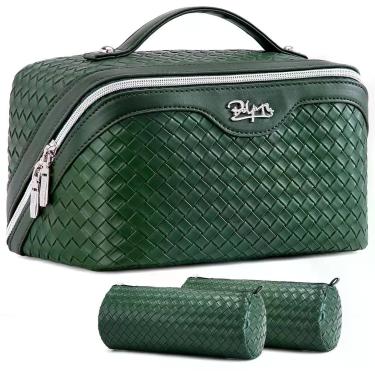 Imagem de Conjunto de bolsas de cosméticos BOYATU Vegan Leather Impermeável Verd
