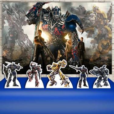 Imagem de Kit Decoração Festa de Aniversário Infantil Painel + Displays Transformers