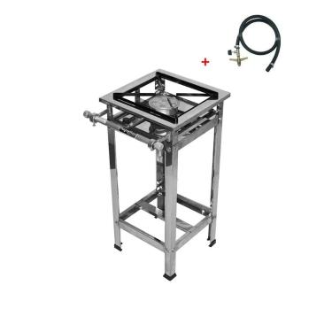 Imagem de Fogão Industrial 1 Boca  Alta Pressão Em Aço Inox Grelhas 30x30 Perfil