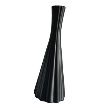 Imagem de BLWOTMOR Vaso de Flores Moderno em Polipropileno, Vaso de Mesa Decorativo, Textura Original, Aparência de Cerâmica, Adequado para Decoração de Interiores, Quar, Preto, Tamanho real