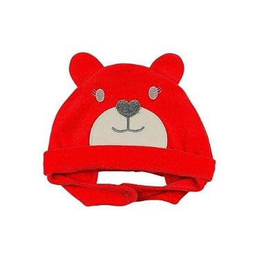 Imagem de Touca de Bebê Plush Ursinha - Vermelho P