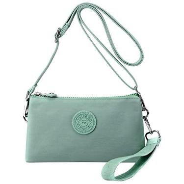 Imagem de YIGEBAG Bolsa com pêndulo, Bolsa Feminina Ombro, capa para celular multicamadas, nylon, moda, fácil de carregar, casual, alça ajustável, bolsa mãe de compras, verde