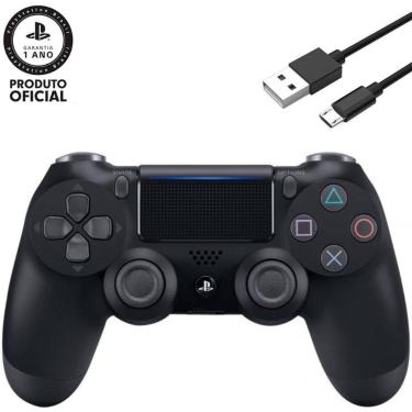 Imagem de Controle PS 4 Dualshock 4 Original Sony Preto Onix Black Nacional + Ca