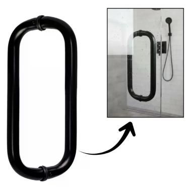 Imagem de Puxador Dorma Duplo 30cm Para Porta De Vidro - Genérica, Preto