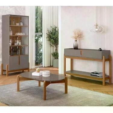 Imagem de Conjunto Sala Felix Cinza Pérola Cedro