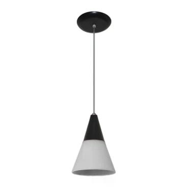 Imagem de Luminaria pendente de Alumínio com vidro Cor Preto Bivolt 110v 220v - 