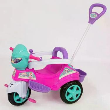 Imagem de Triciclo Infantil Baby City Unicórnio Duas Funções Passeio e Pedal com Haste-guia Roxo Maral