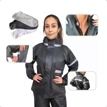 Imagem de Capa de Chuva Feminina para Motoqueira Conjunto PVC Impermeável Rosa c