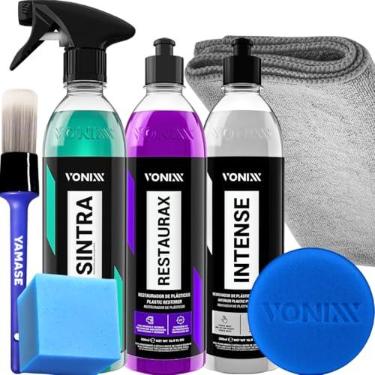 Imagem de Kit Sintra Fast Limpador Bactericida para Plásticos + Restaurax Renovador + Intense Parte Interna