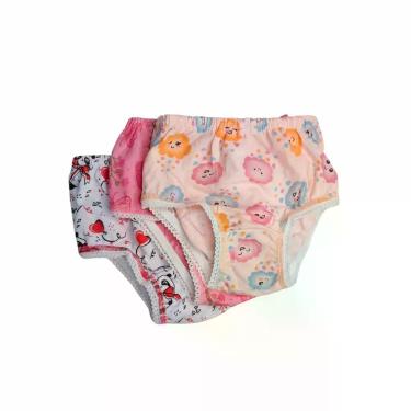 Imagem de Kit com 3 Calcinhas Algodão Infantil Estampada Kellynha, M, Sortidas