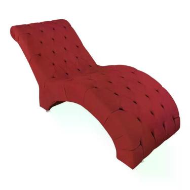 Imagem de Espreguiçadeira Estofada Relaxante Descanso Veludo Joana Cor:vermelho