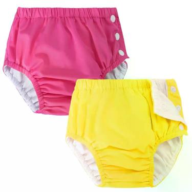 Imagem de Fraldas de Natação MIREAZW 2-3T - Pacote com 2 Unidades Amarelo/Rosa