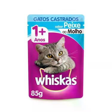 Imagem de Ração Úmida Whiskas Gatos Castrados Sachê Sabor Peixe - 85g - 1 unidad