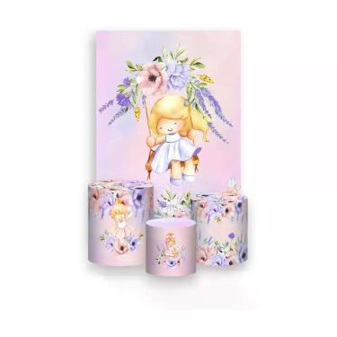 Imagem de Painel De Festa Vertical 1,50 x 2,20 + Trio De Capas Cilindro - Menina
