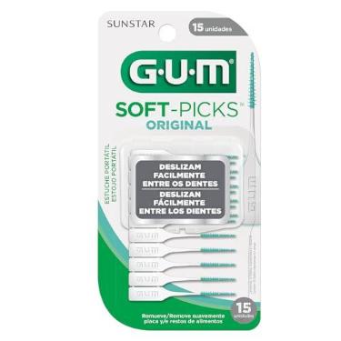 Imagem de Palitos Interdentais GUM Soft Picks Original, 15 Unidades | Com Estojo Portátil