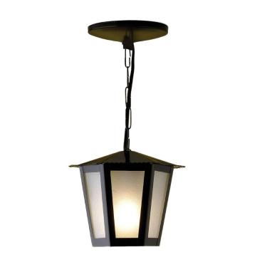 Imagem de Pendente Colonial Sextavada L1C em Aço - Ideal Iluminação, Preto