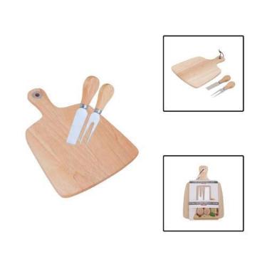 Imagem de Kit Tábua Com Cabo Utensílios Para Queijos 3 Peças - Unyhome
