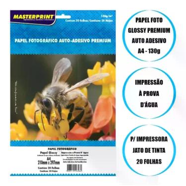 Imagem de Papel Fotográfico Adesivo Premium A4 Glossy 130g - 20 Folhas Branco - 
