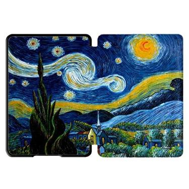 Imagem de Capa para Kindle 7ª Geração (2014, Modelo: WP63GW) - Capa Ilustrada Noite Estrelada, Material PC, Painel Traseiro Rígido, Ativação/Desativação Automática Inteligente