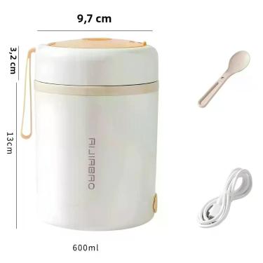 Imagem de Caixa Térmica Elétrica Portátil USB De 600ML Em Aço Inoxidável Para Al