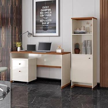 Imagem de VIA NOSSA - Kit Escritório Mesa Armário Gaveteiro Berlin Cor:offwhite/naturale