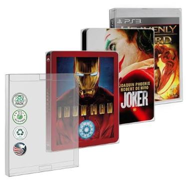 Imagem de MALKO Pacote com 20 capas protetoras SteelBook - Capas de plástico transparente - 2 abas
