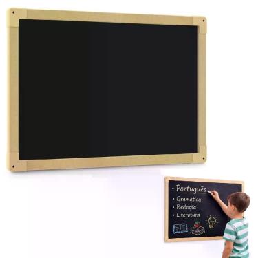 Imagem de Lousa Escolar Junges para Giz MDF 40x60CM Mural de Parede com Cantoneiras Plásticas Preto