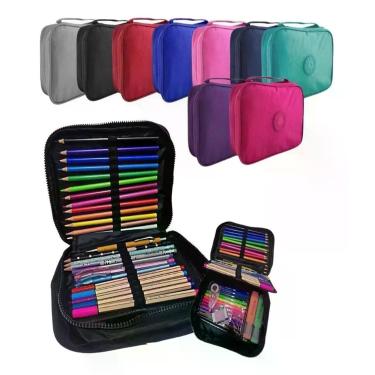 Imagem de Estojo Escolar Box Bolsinha Porta Caneta Lápis Colorido Top - ShopfitS