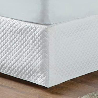 Imagem de Casaborda Enxovais Saia para Cama Box Solteiro 150 Fios Matelada Quadriculada Branco