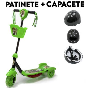 Imagem de Patinete Infantil Com Som Dino + Presente Capacete - DM Toys