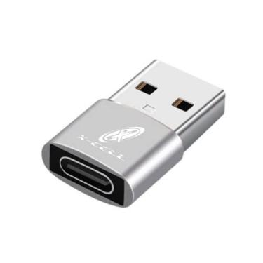 Imagem de Adaptador USB para USB C 3A Turbo Carregamento Ultra Rápido PRATA (Prata)