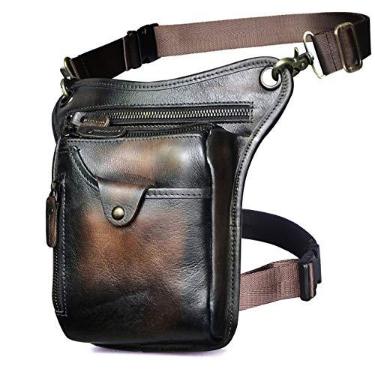 Imagem de Le'aokuu Bolsa masculina de couro genuíno para atividades ao ar livre, esportiva, cintura alta, quadril, mensageiro, ombro caído, coxa, bolsas para mulheres (211-5 0 marrom escuro), Café 211-5 03, M