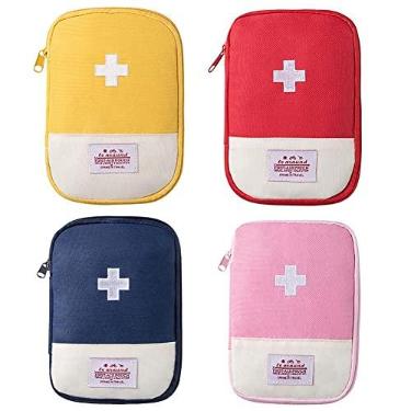 Imagem de Mini bolsa de primeiros socorros vazia, 4 peças, bolsa portátil de primeiros socorros ao ar livre, bolsa organizadora de armazenamento de medicamentos de emergência multifuncional (pequena)