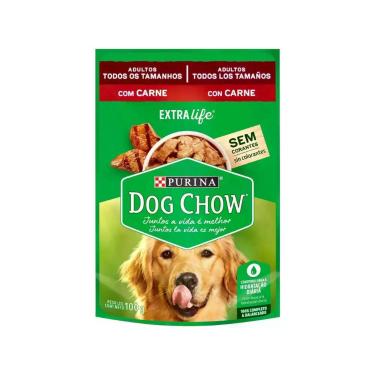 Imagem de Ração Úmida para Cachorro Adulto Sachê - Dog Chow ExtraLife Carne 100g