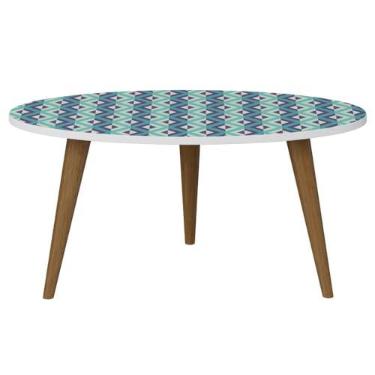 Imagem de Mod Retro Mesa Oval 1007 Be Life Branco/Estampa Azul 700X350X315 mm