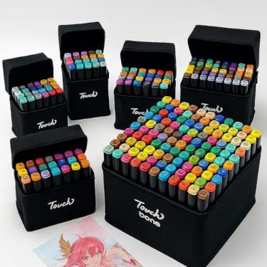 Imagem de Kit Canetas Touch Ponta Dupla Canetinha Marcadora Permanente Para Colorir Bobbie Goods Aquarela Desenho Cores Vivas Duas Pontas Estojo 24/36/48/60/80/120 Cores (48)